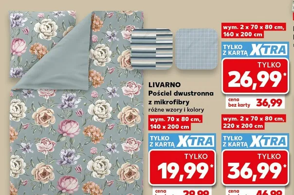 Pościel dwustronna z mikrofibry Livarno 160x200 cm promocja w Kaufland