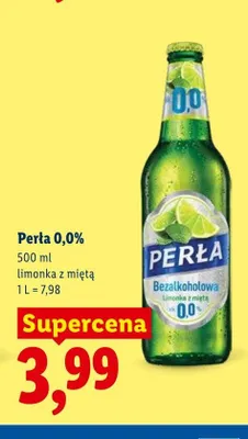 Piwo bezalkoholowe Perła 0,0% limonka z miętą promocja w Lidl