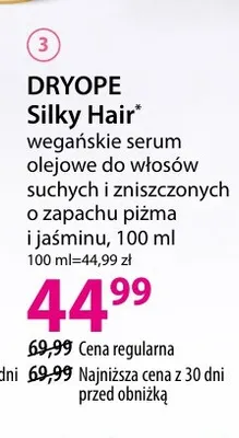 Wegańskie serum olejowe do włosów suchych i zniszczonych o zapachu piżma i jaśminu Dryope Silky Hair promocja w Hebe