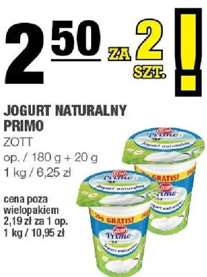 Jogurt naturalny 2szt. za 2zł promocja w SPAR