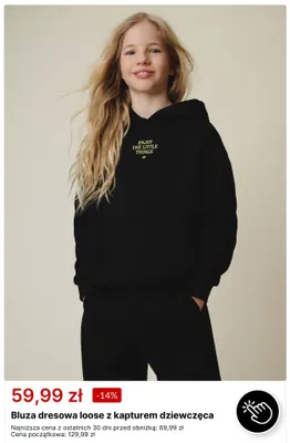Bluza dresowa loose z kapturem dziewczęca 4F promocja w 4F