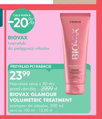 Szampon do włosów Biovax Glamour Volumetric Treatment promocja w Super-Pharm