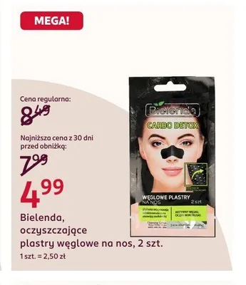 Oczyszczające plastry węglowe na nos Bielenda Carbo Detox promocja w Rossmann