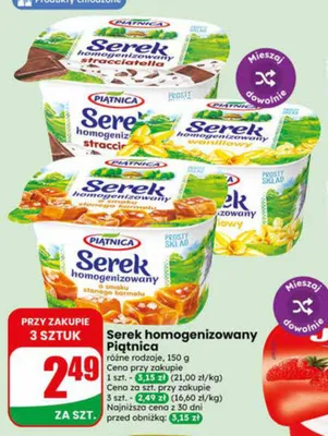 Serek homogenizowany Piątnica stracciatella promocja w Dino