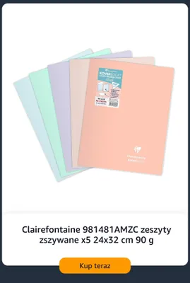 Zeszyty zszywane Clairefontaine Koverbook Blush 5-pak 24x32 cm 90 g promocja w Amazon