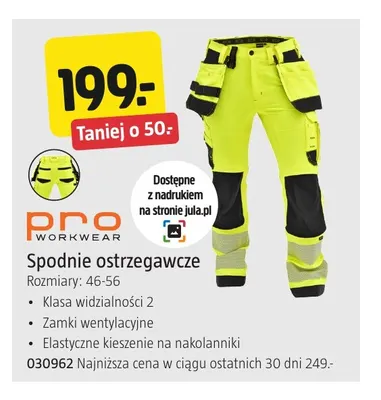 Spodnie ostrzegawcze Pro Workwear promocja w Jula