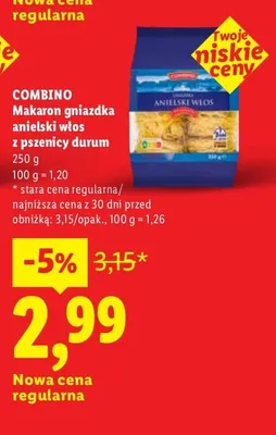 Makaron gniazdka anielskie włosy z pszenicy durum promocja w Lidl
