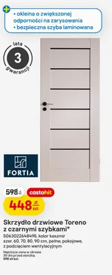 Skrzydło drzwiowe FORTIA Toreno z czarnymi szybkami kolor kaszmir pełne szer. 60,70,80,90cm promocja w Castorama