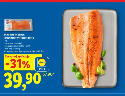 Pstrąg tęczowy filet ze skórą Targ Rybny Lidla promocja w Lidl
