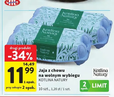 Jajka kurze z chowu na wolnym wybiegu Kotlina Natury L promocja w Intermarche