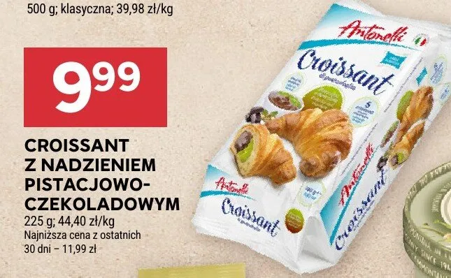 Croissant z nadzieniem pistacjowo-czekoladowym Antonelli promocja w Stokrotka