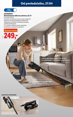 Akumulatorowy odkurzacz pionowy Silvercrest 22,2V promocja w Lidl