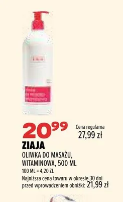 Oliwka do masażu witaminowa Ziaja promocja w Drogerie Natura