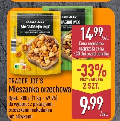 Mieszanka orzechowa Trader Joe's z pistacjami promocja w Aldi