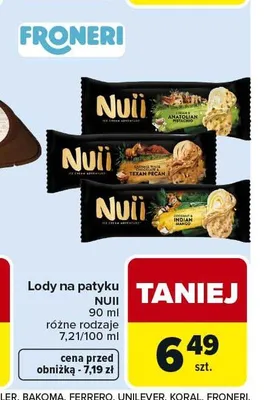 Lody na patyku Nuii promocja w Carrefour Market
