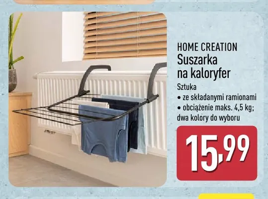 Suszarka na kaloryfer ze składanymi ramionami Home Creation promocja w Aldi