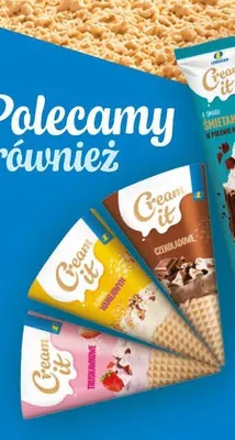 Lody rożek truskawkowy Cream it promocja w LEWIATAN
