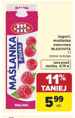 Jogurt i maślanka owocowa Mlekovita promocja w Carrefour