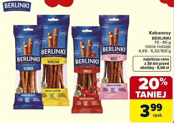 Kabanosy różne rodzaje promocja w Carrefour