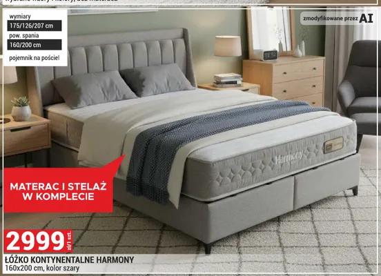 Łóżko kontynentalne Harmony promocja w Merkury Market