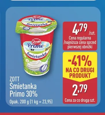 Śmietanka Primo Zott 30% promocja w Aldi