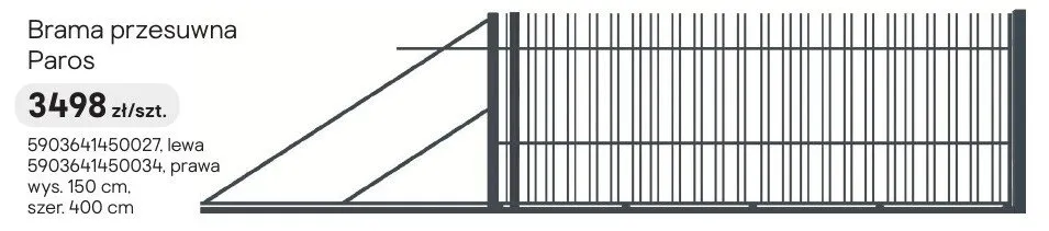Brama przesuwna Paros lewa promocja w Castorama