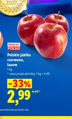 Jabłka czerwone polskie luzem promocja w Lidl