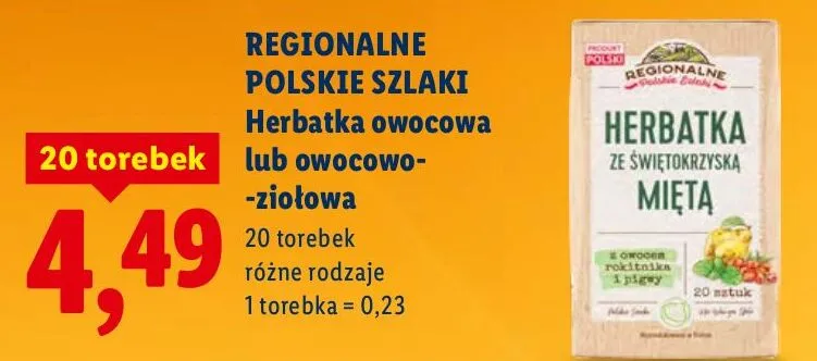 Herbatka owocowa lub owocowo-ziołowa różne rodzaje promocja w Lidl