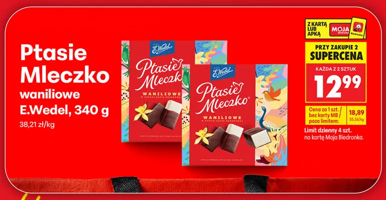 Ptasie Mleczko waniliowe E.Wedel promocja w Biedronka