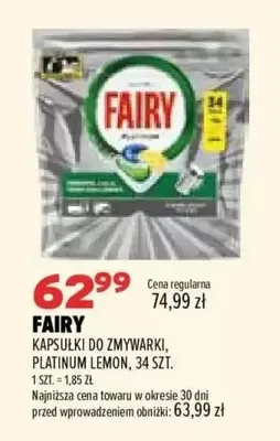 Kapsułki do zmywarki Platinum Lemon Fairy promocja w Drogerie Natura