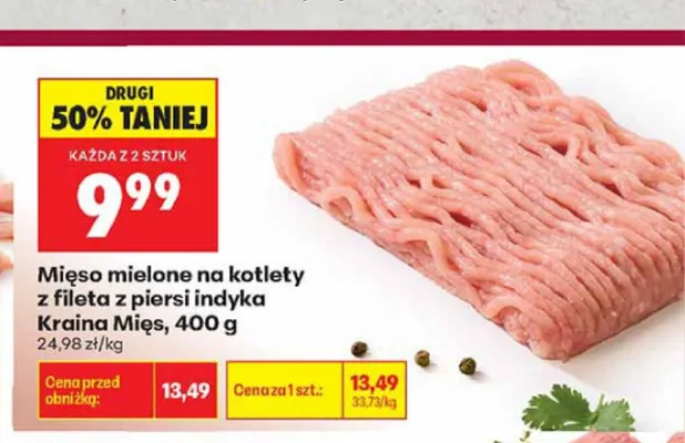 Mięso mielone na kotlety z fileta z piersi indyka Kraina Mięs promocja w Biedronka