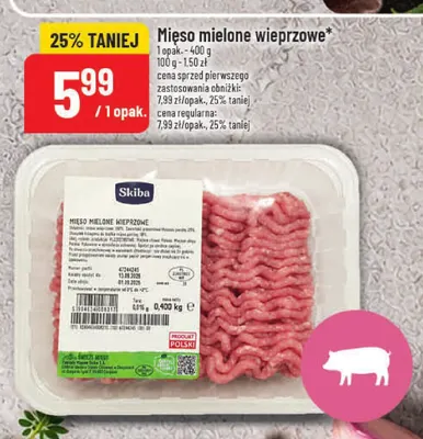 Mięso mielone wieprzowe Skiba promocja w POLOmarket