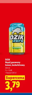 Napój gazowany Dzik Zero Lemon bezkofeinowy promocja w Lidl