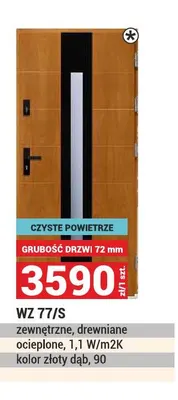 Drzwi zewnętrzne drewniane Wz 77/S promocja w Merkury Market
