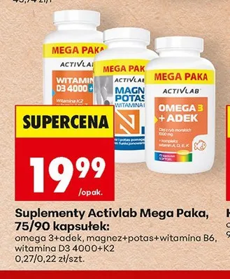 Suplement diety Activlab Vitamin D3 4000 + K2 Mega Paka promocja w Biedronka