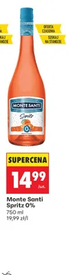 Wino musujące bezalkoholowe Monte Santi Spritz 0% promocja w Biedronka