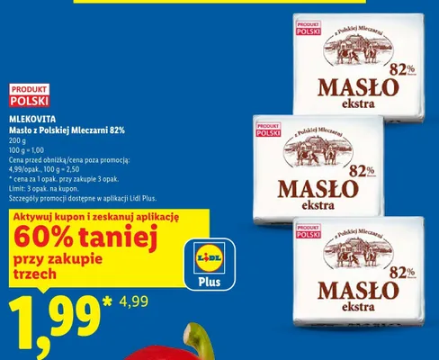 Masło z Polskiej Mleczarni 82% Mlekovita promocja w Lidl