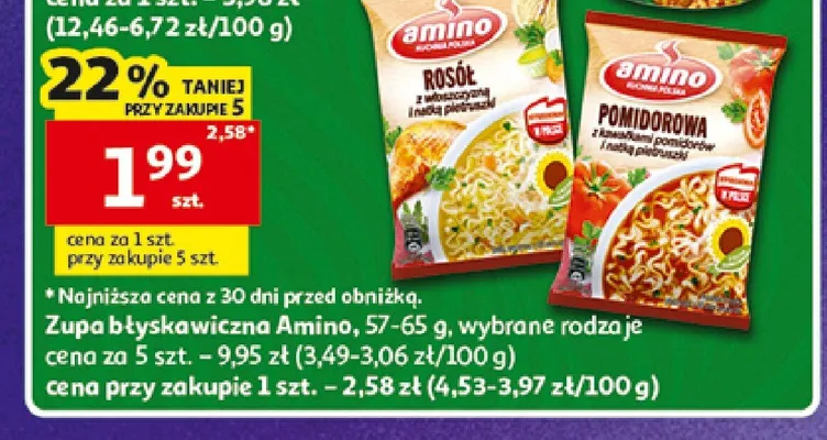 Zupa błyskawiczna Amino Rosół z włoszczyzną i natką pietruszki promocja w Auchan