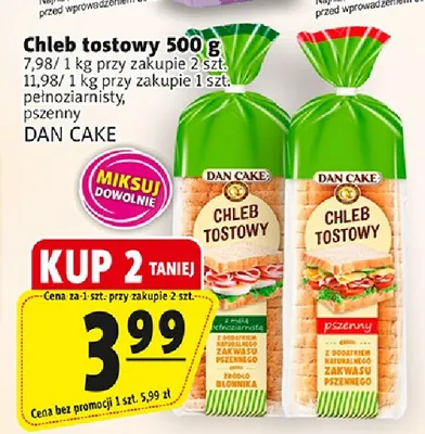Chleb tostowy pełnoziarnisty Dan Cake promocja w Prim Market