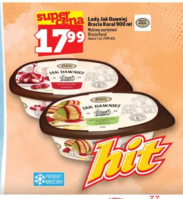 Lody Jak Dawniej śmietanka wiśnia Bracia Koral promocja w TOPAZ