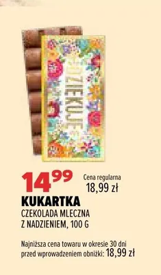Czekolada mleczna z nadzieniem Kukartka promocja w Drogerie Natura