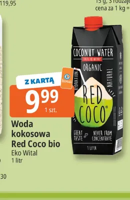 Woda kokosowa Red Coco bio Eko Wital promocja w Leclerc