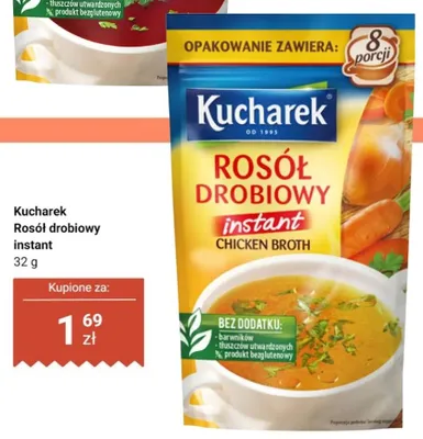 Rosół drobiowy instant Kucharek promocja w Dino