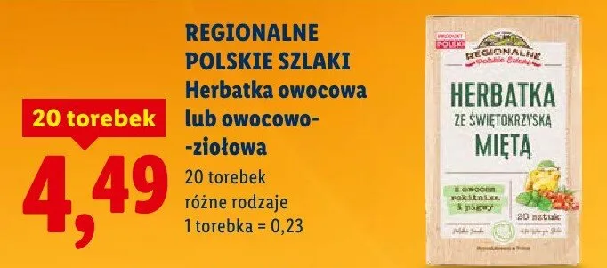 Herbatka owocowa lub owocowo-ziołowa, różne rodzaje promocja w Lidl