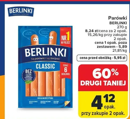Parówki Berlinki promocja w Carrefour Market