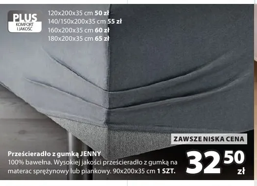 Prześcieradło z gumką Jenny 120x200x35 cm promocja w Jysk