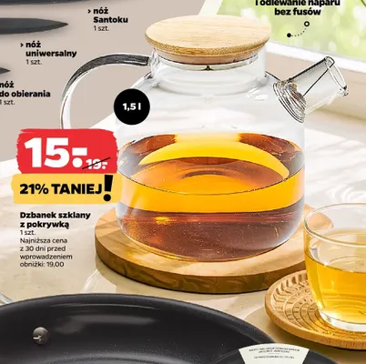 Dzbanek szklany z pokrywką 1,5 l promocja w Netto