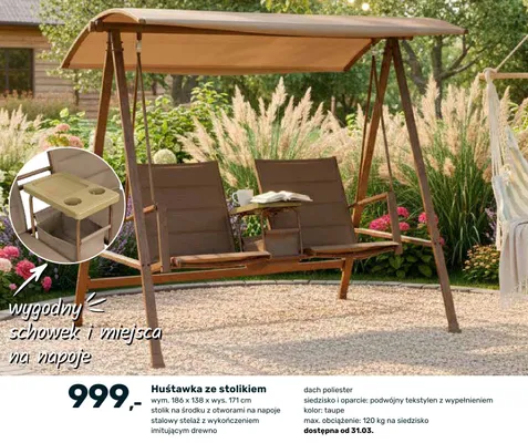 Huśtawka ze stolikiem promocja w Bricomarche