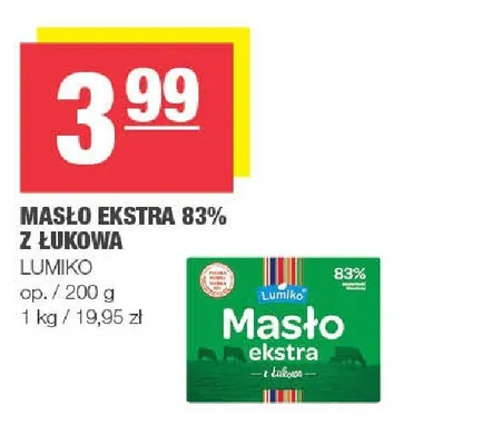 Masło ekstra 83% z Łukowa Lumiko promocja w SPAR