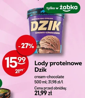 Lody proteinowe cream-chocolate promocja w Żabka